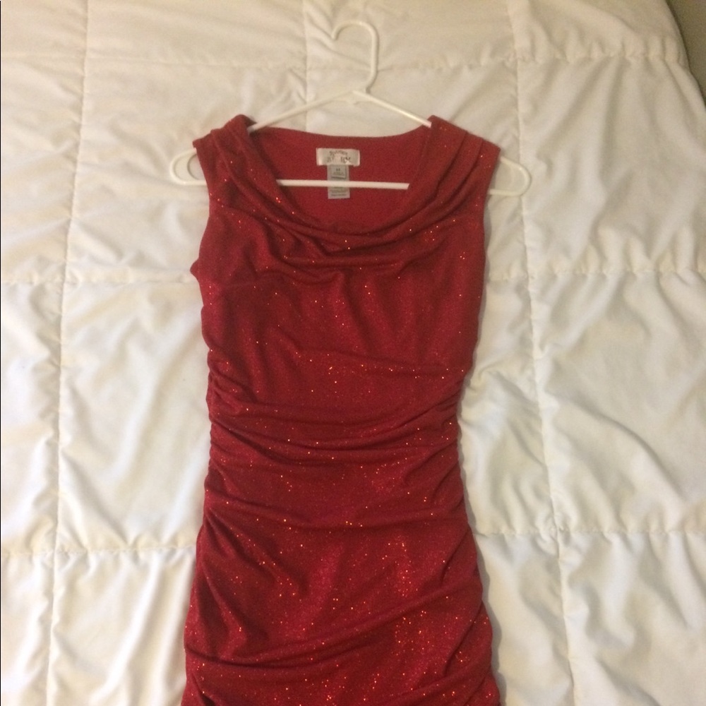 Red sparkly short dress